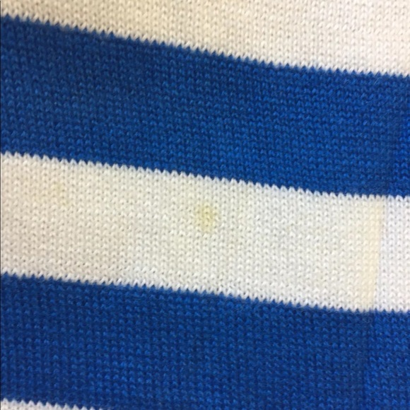 H&M Men V-Neck Sweater Blue White Striped Long Sleeve 100% Cotton Medium - Picture 6 of 12